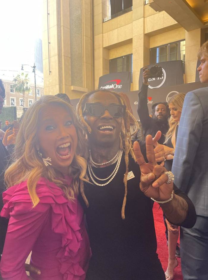 Denise Austin meets Lil Wayne on the red carpet at the ESPYs.